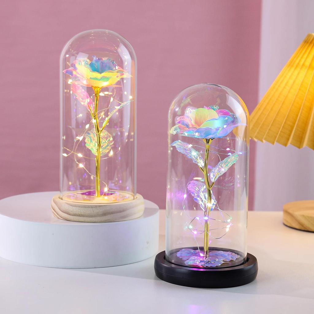 Valentine’s Glowing Gold Foil Rose Lamp - Women's Day Gift