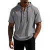 Men's Linen Short Sleeve Hooded Shirt - Casual Loose Fit Button Front Summer Beach Top