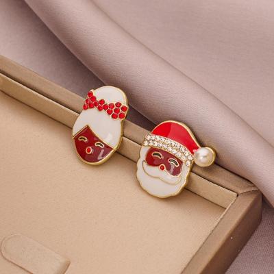 Silbernadel Weihnachtsmannmütze Ohrstecker: Weihnachtsgeschenkbox Legierung mit Tropfölen für Damen