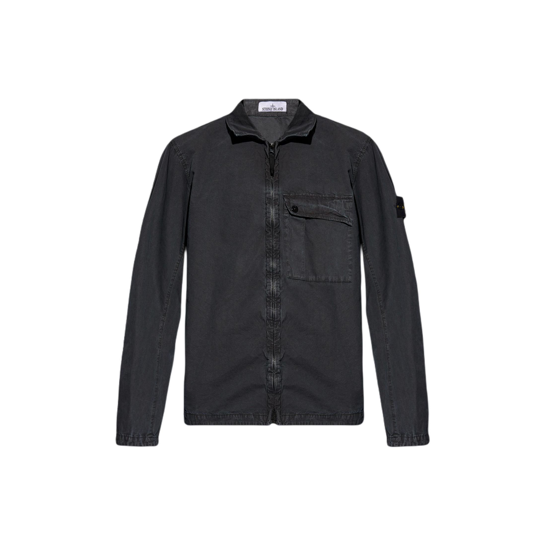 

STONE ISLAND Ss24 Карманный Выстиранный Потертый Хлопок с Начесом Заостренный Воротник Двусторонняя Молния Куртка-Рубашка Мужская Куртка Угольно-Серый 8015119WN-V0165 XL