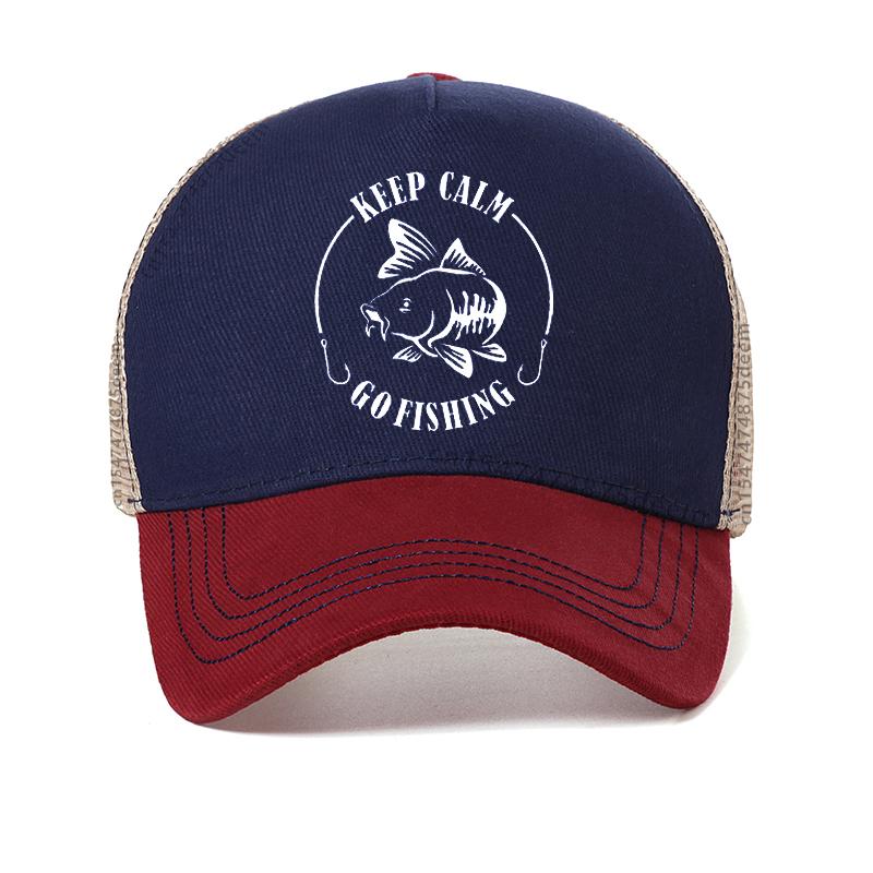 Keep Calm Go Fishing funny Dad hat New Unisex outdoor fishing hunting baseball cap cool Summer Unisex Mesh Breathable Snapback hats