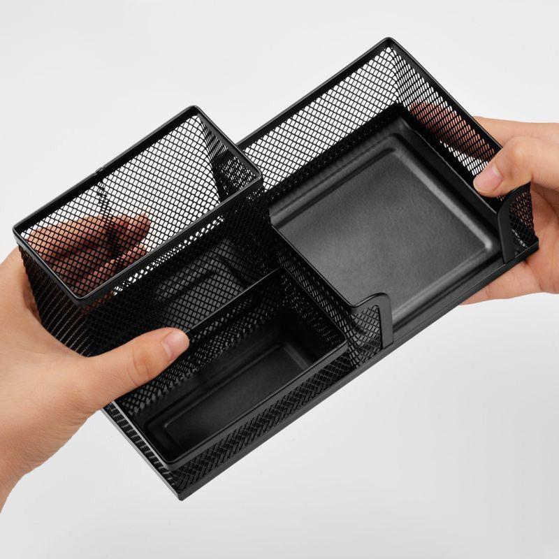 Kreativní kovový organizér na psací potřeby na stůl, držák na tužky, stojan na ukládání souborů, úložný box se 3 přihrádkami, kancelářské doplňky