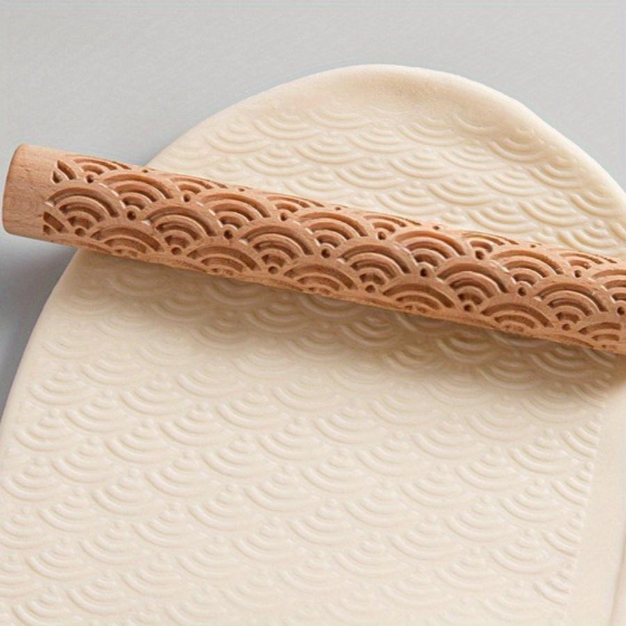 1PC Solid Wood Clay Clay Tools - Wooden Rolling Pin, Clay Press Stick, Printing Stick, Large Area Embossing Mold