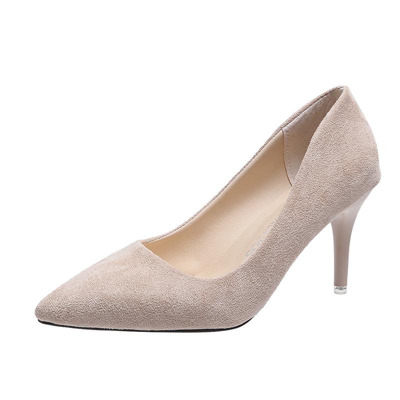 

French suede stiletto professional suede black pointed high heels 2025 autumn new temperament one-pedal single shoes 40