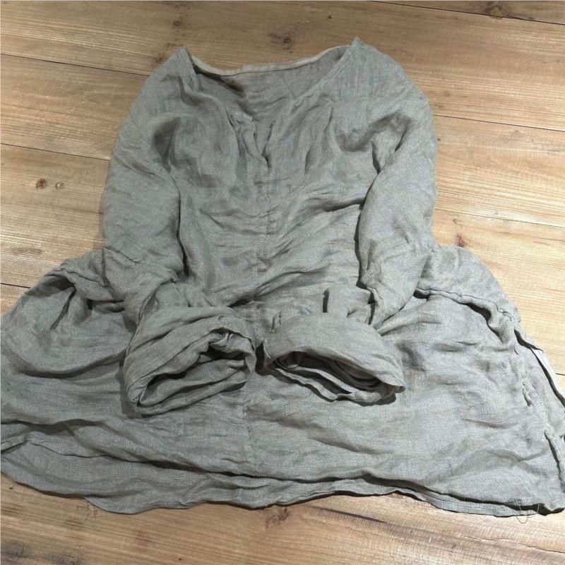 Johnature Women Vintage T-Shirts V-Neck Long Sleeve Solid Color Spring Casual Loose Women T-Shirts Soft