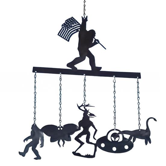 Cryptids Wind Chime Mythical Creature Outdoor Decor with UFO Nessie Designs Handcrafted Wind Chime Decorative Hanging Chimes for Garden Patio