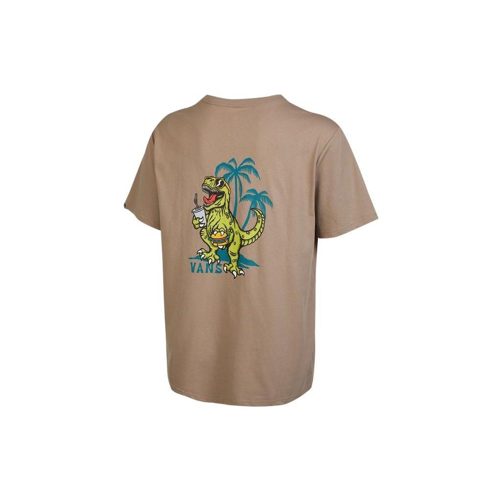 Vans Logo Print Breathable Training Casual Solid Color Crew Neck Short Sleeve T-Shirt Men Tops Brown VN0A7TR6YEH