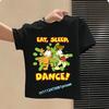 Garfield's new children's pure polyester short-sleeved boys' sports shirt, girls' casual top with cartoon print, summer T-shirt