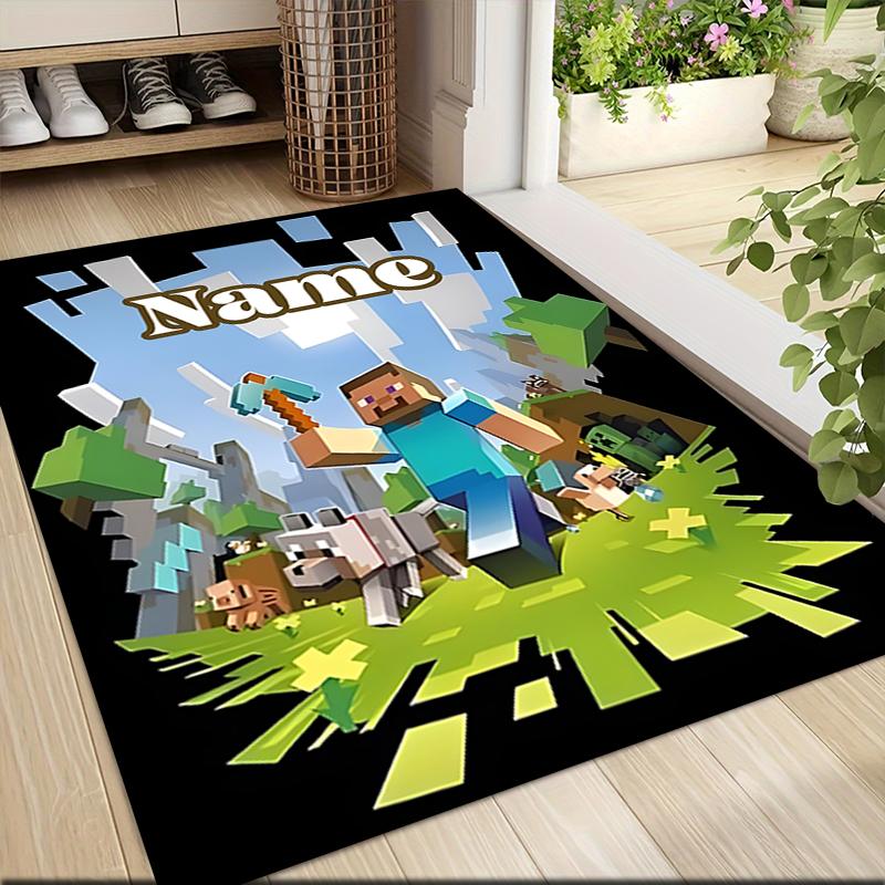 Custom Name Minecraft Adventure Quest Carpet Rug Customizable Soft Washable Anti-Slip Home Living Room Sofa Mats Personalized Rug. 0909408