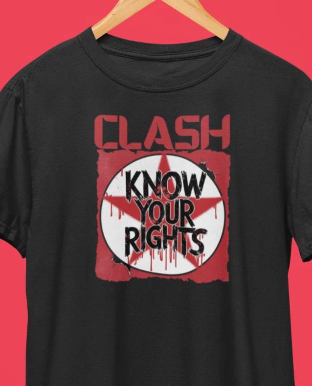 Know Your Rights T-Shirt / Retro Joe Strummer Clash Punk Rock Style Tee XL
