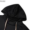 ZANZEA Women Hoodies Casual Patchwork Long Sleeve Hooded Sweatshirt Dress