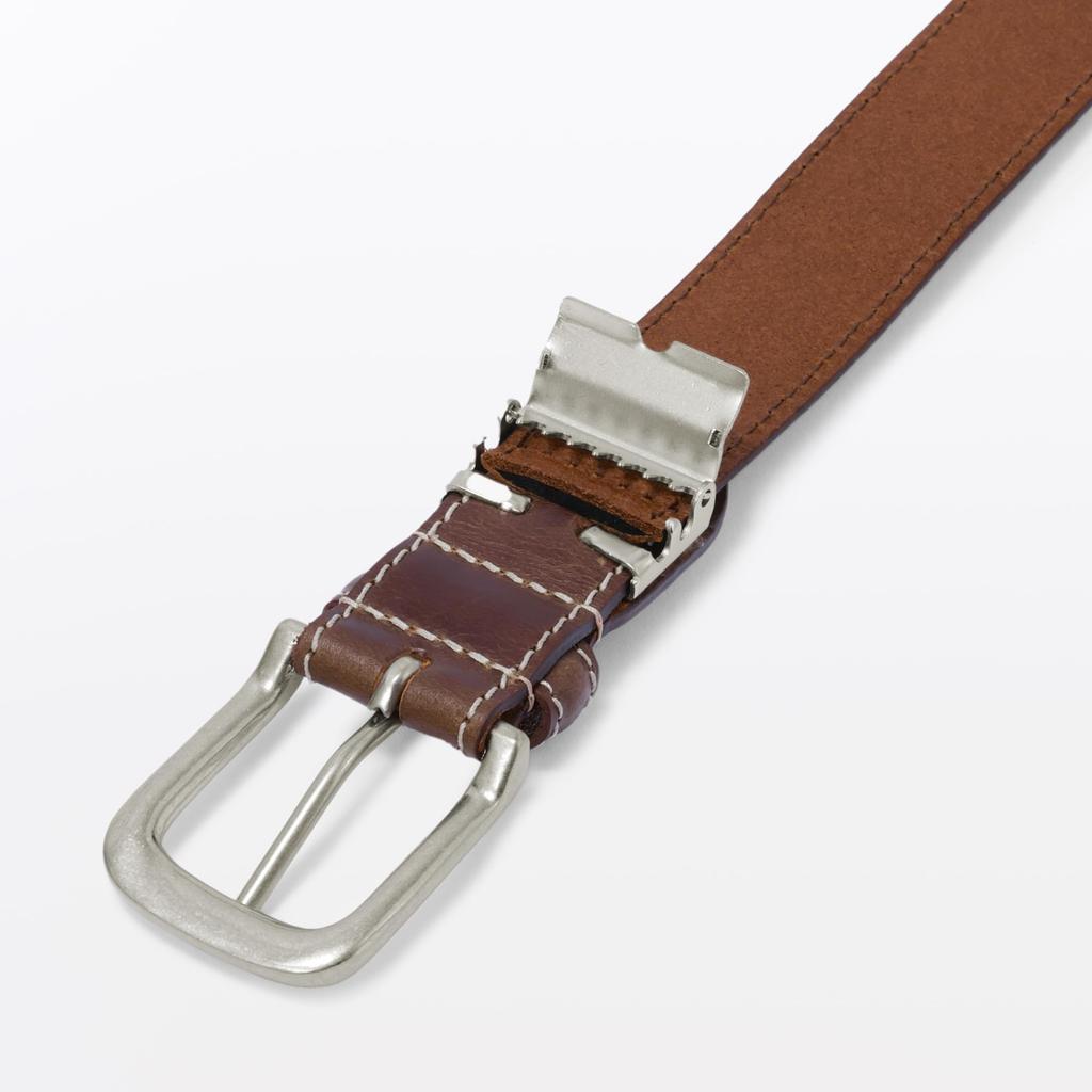 MUJI Vegetable Tanned Leather Adjustable Belt, Medium Width Stitching, Unisex, Adult, EHB28A6S, Dark Brown, Total Length 115cm