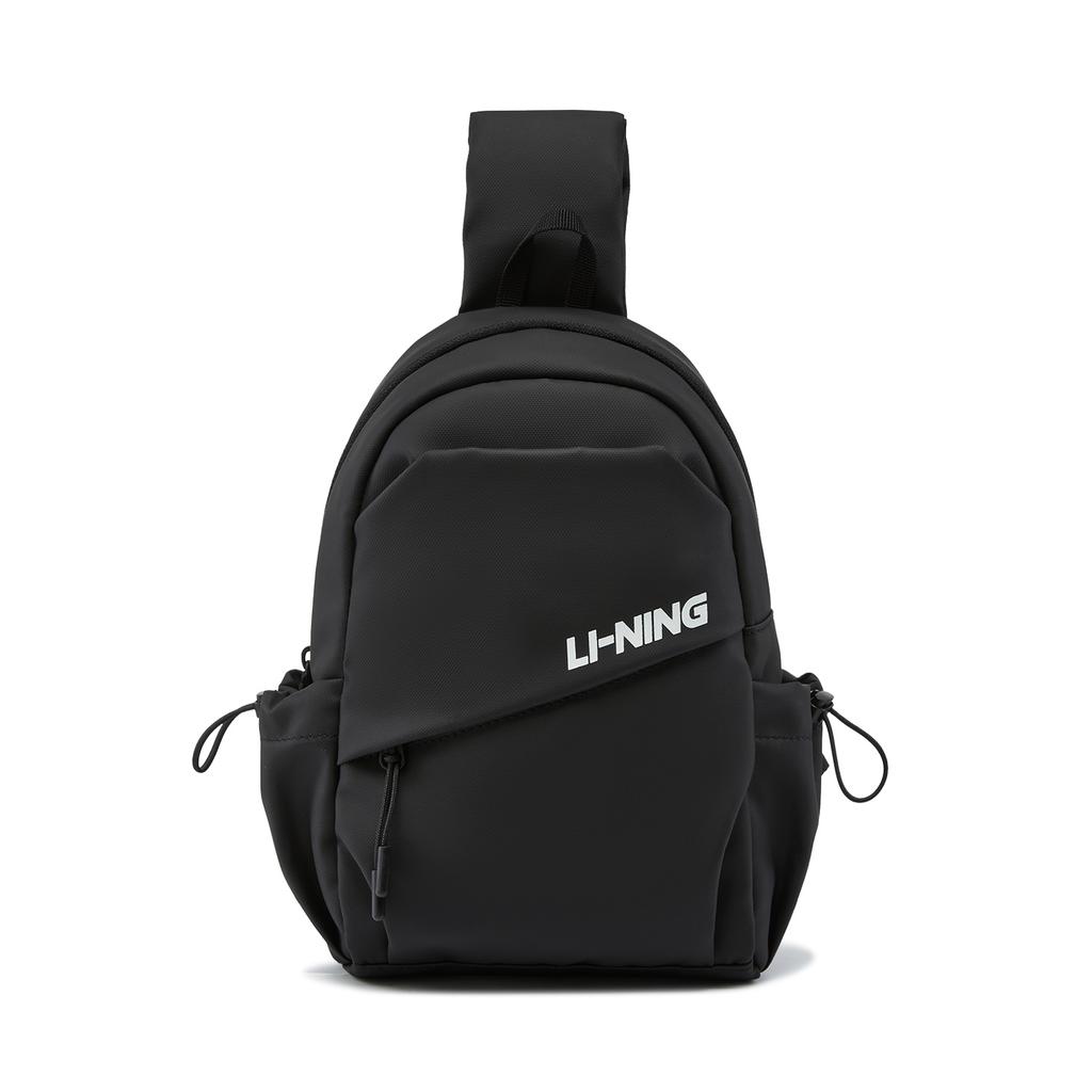 Li Ning Sports Lifestyle Series Removable Shoulder Strap Color Block Logo Accent Polyester Chest Bag Unisex Chest Bag Black ABDU167-4