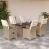 VidaXL Garden Bistro Set 7 Pcs Beige Cushions Poly Rattan, Garden Bistro Set, Balcony Set, 3276943