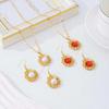 French Retro Jewelry Set: Elegant Straw Hat Necklace & Earrings