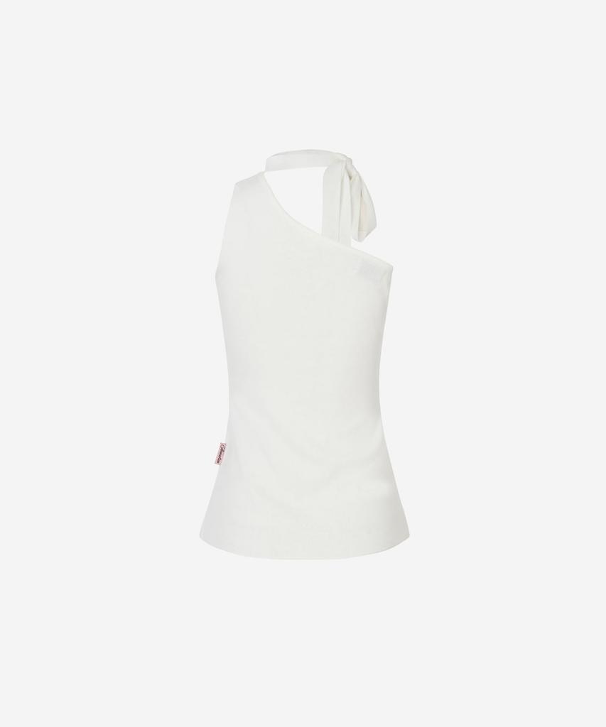NEWALRIN Ruby Flower One Shoulder Sleeveless Knit White