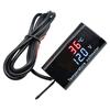 DC 12V 0.28 Inch Dual Display LED Digital Temperature Sensor Voltmeter Thermometer Voltage Meter Tester For Car Motorcycle