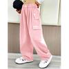 Kids Girls Stylish Clothing Elastic Waistband Cargo Wide Leg Long Pants for Daily Wear