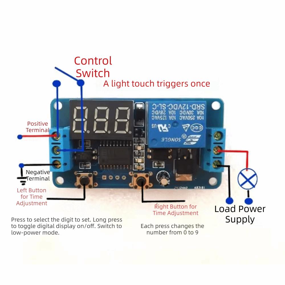 12V 12V Time Control Switch 0-999S High-level Trigger Timer Switch Module Power-off Memory with LED Display