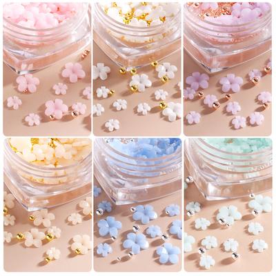 Flower Nail Rhinestone for Acrylic Nails Art Supplies with Pearls Manicure DIY Nail Decorations for