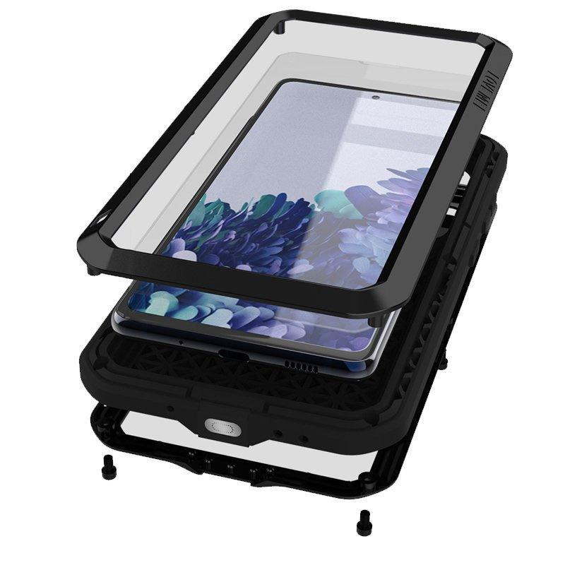 Love Mei Case for Samsung Galaxy S20 FE 4G/5G, Armored with Glass, Black