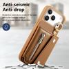 For iPhone 17 Pro Max Case D-Ring Holder Leather + PC + TPU Phone Cover with Wallet Kickstand