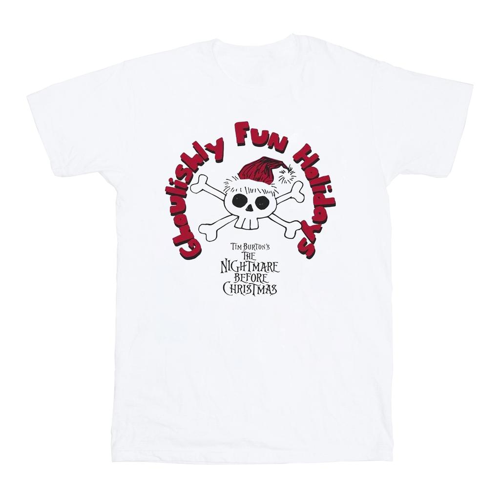 Disney Womens/Ladies The Nightmare Before Christmas Ghouishly Fun Holidays Cotton Boyfriend T-Shirt