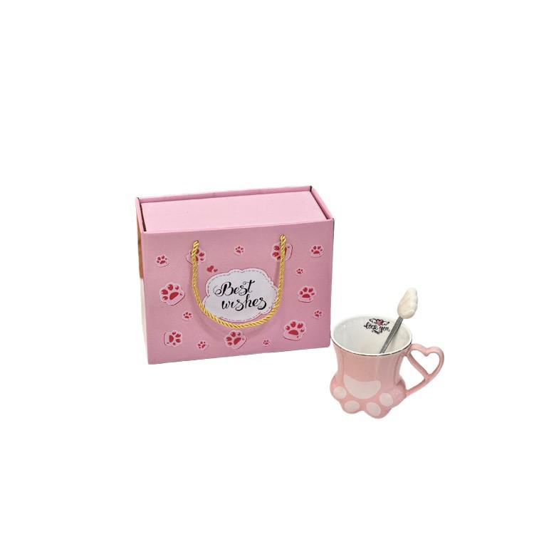 Creative Cat Paw Ceramic Mug - Cute Couple's Cup & Logo Gift