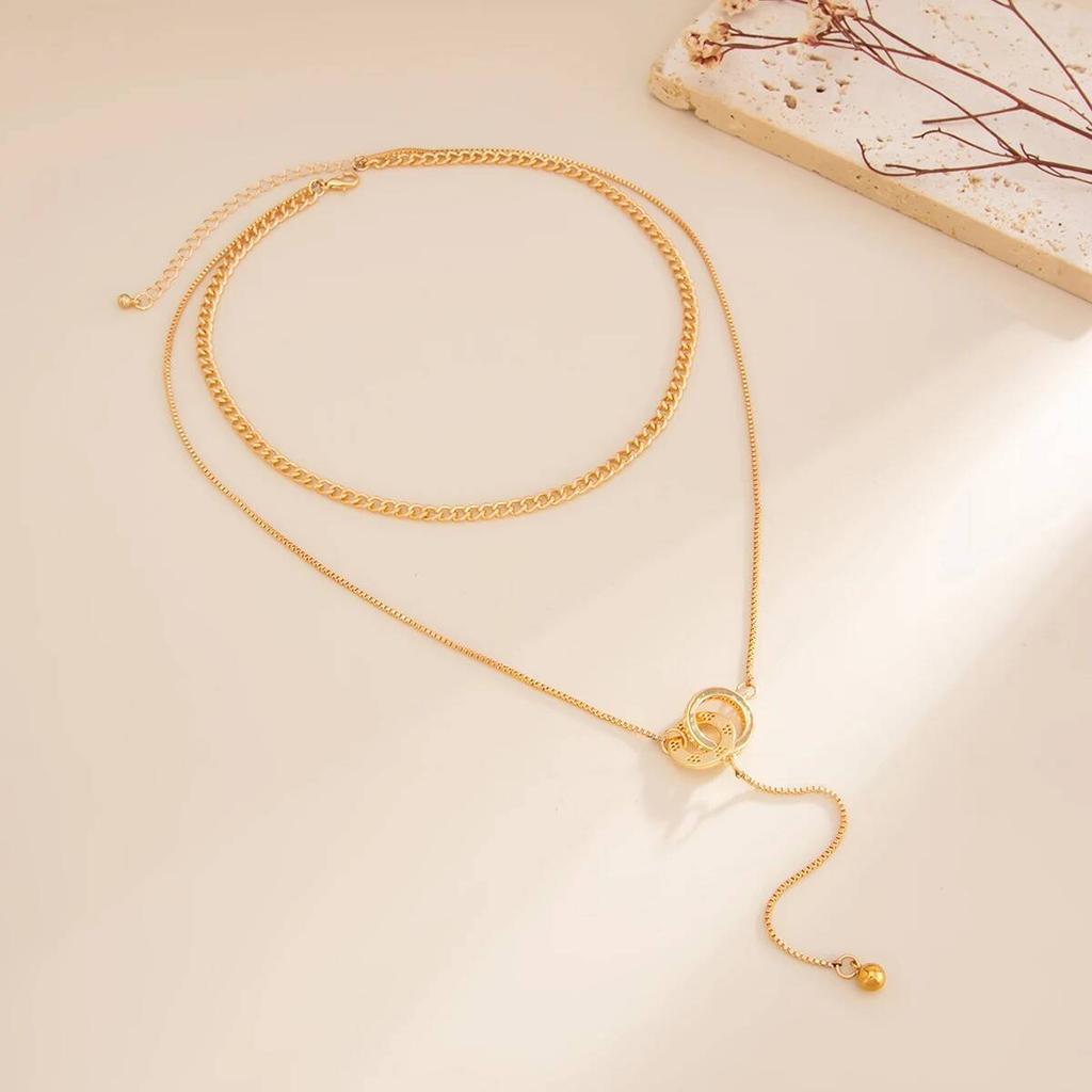 IngeSight.Z Retro Double Round Charm Layered Necklace for Women Creative Bohemian Pendant Neck Accessories Fashion Jewelry 2026