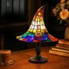 Lampa w kształcie Kapelusza Czarownicy na Halloween Żywiczny Ozdoba Lampka na USB Dekoracja, Świąteczna Lampa Stołowa