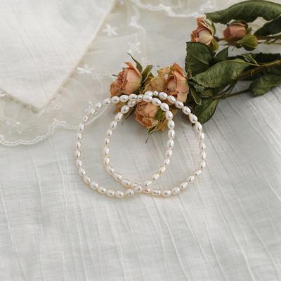 Korean Version of Transfer Beads, Natural Freshwater Pearl Bracelet, Millet Bead Elastic Bracelet, Girlfriend Jewelry Style Bracelet.