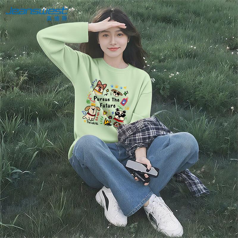 Jeanswest Women s Cartoon Puppy Graphic Long-Sleeve T-Shirt L