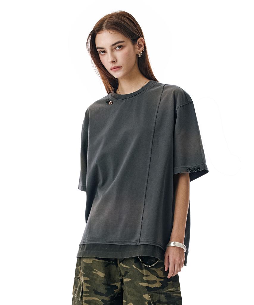 Sekeonmonollogeu Faded Layered Tee [Black]_Sets065Black