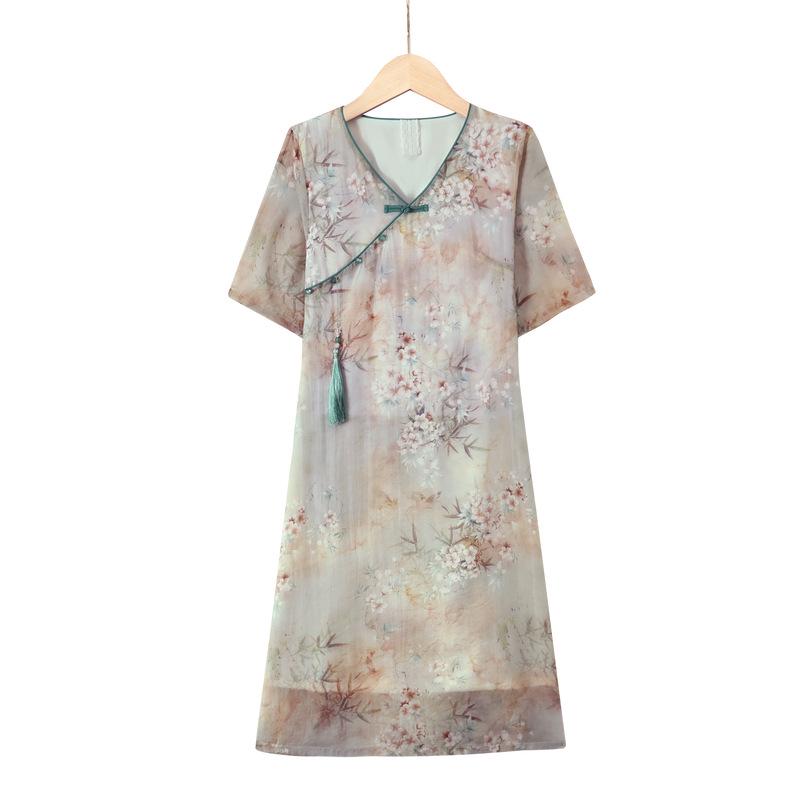 Stilvolles Qipao-Kleid für Frauen mittleren und höheren Alters, Sommer 2026 - Neuer chinesischer Stil Rock