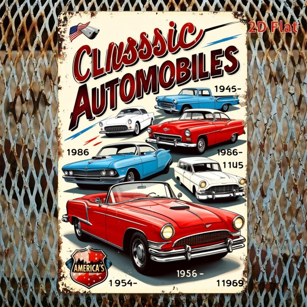 Vintage Metal Car Sign Decor Gift For Auto Lovers Garage Wall Art