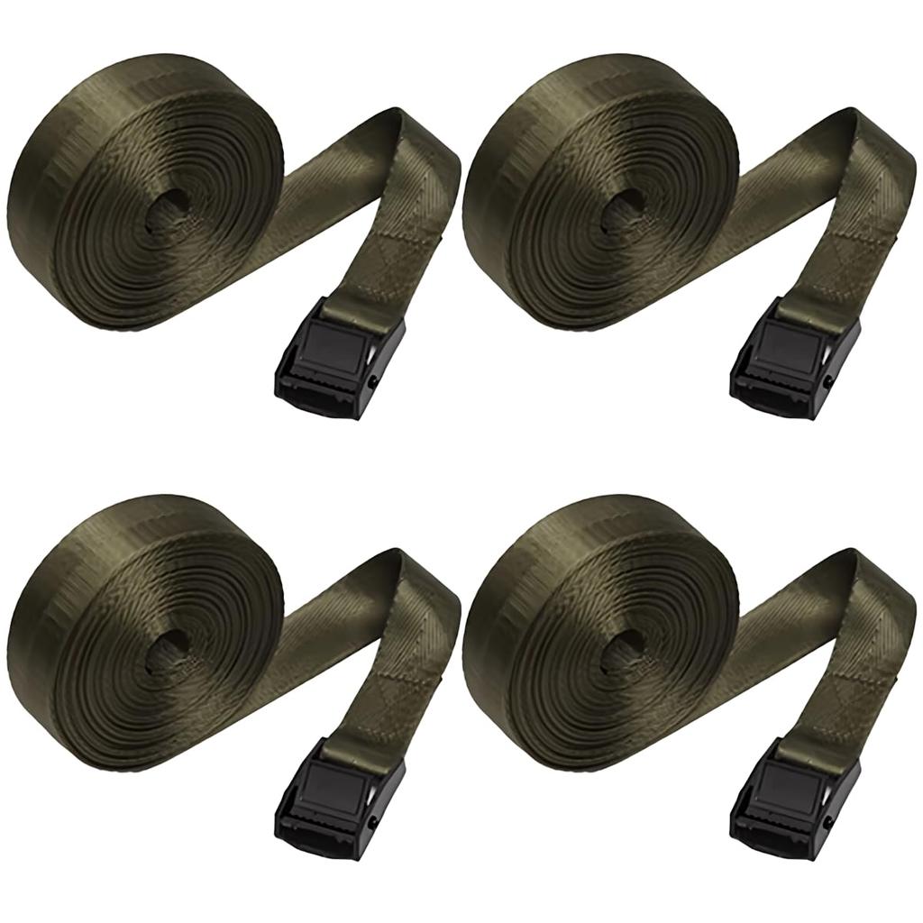 Lashing Belt for Securing and Earthquake and Disaster Preparedness 5m Multi-purpose Tie-down Cargo, Packaging, Luggage, (dark Green, Length)