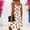Women Plus Size White Criss Cross Cutout Neck Sleeveless Floral Printed Fitted Curved Hem Dress