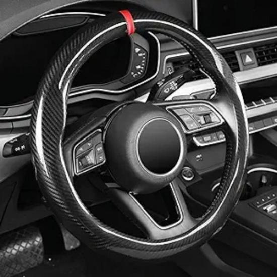 Carbon Fiber Steering Wheel Cover, Universal 15 inch, Breathable, Anti-Slip, War