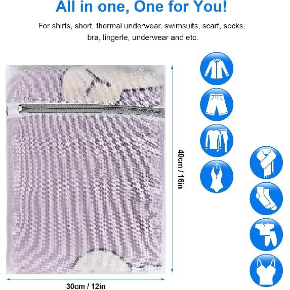 6 Pcs Laundry Bag, 12“x16”Mesh Laundry Bags for Delicates, Garment Gag for Washing Machine, for Daily Organization Travel Packing Wvzedm