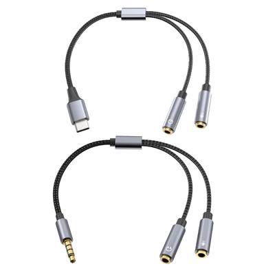 Headsets Mic Splitter Adapters 3.5mm/USB C Headphones &Mic Adapters 3.5mm Male To 3.5mm Female Cable Enjoy Clearly Sound