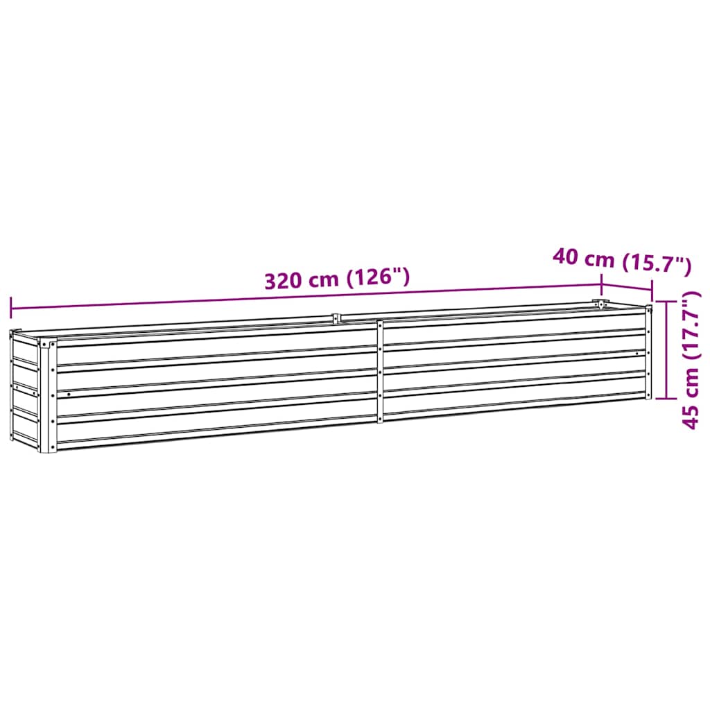 Garden Raised Bed Galvanized Steel 320 * 40 * 45 Cm Green