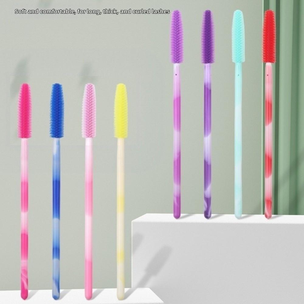 50Pcs Disposable Eyelash Brushes Makeup Tools Silicone Eyelash Makeup Brush Microbrush Rainbow Color Mascara Wand Applicator