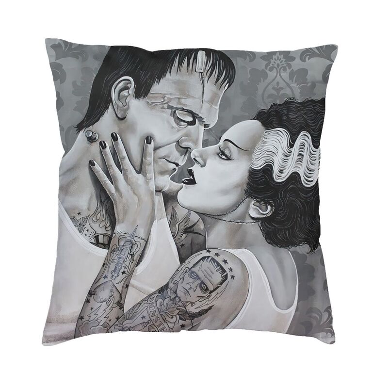 Flirtationship Bride Of Frankenstein Cushion Cover Horror Film Floor Pillow Case For Sofa Fashion Pillowcase Home Decor