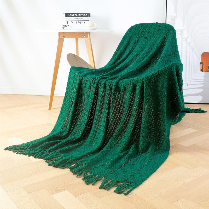 Knitted Blanket Colored Yarn Embellish Air Condition Office Nap Travel Throw Blankets Bedspread for Bed Sofa Decor Sofa Blankets