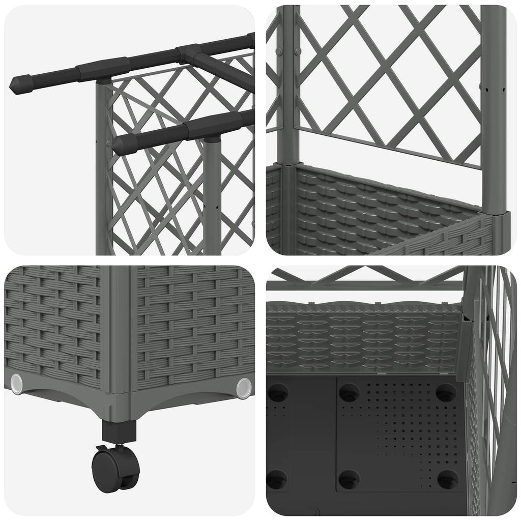 Raised Garden Bed with Trellis and Roof Light Gray 164 x 40 x 127 cm PP