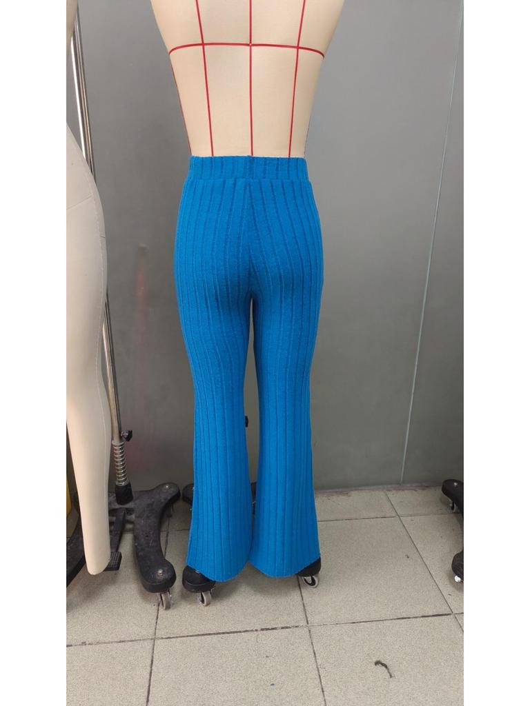2024 Autumn/Winter Women's European & American Fashion High-Waist Flare Pants - Slimming Solid Color