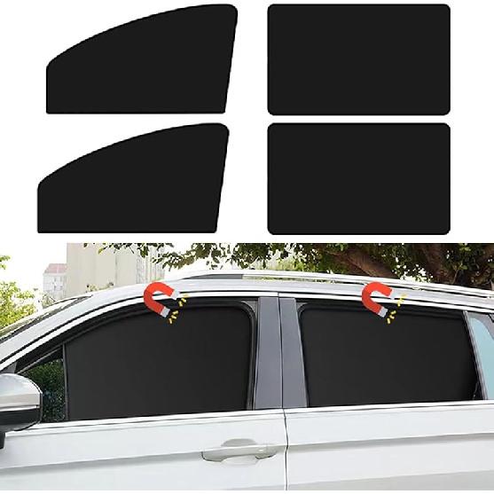 Car Side Window Sun Shades, 4 PCS Window Sunshades Privacy Curtains, 100% Block Light for Breastfeeding, Taking a nap, Changing Clothes, Camping