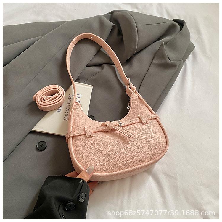 2025 New French Underarm Bag, High-end Niche Lychee Pattern Crescent Bag, Simple and Versatile Single Shoulder Messenger Bag