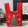 Christmas Holiday Themed Spandex Tote Bag -Large Capacity Knitted Gift Bags with Santa and Tree Patterns for Festive Gift Giving