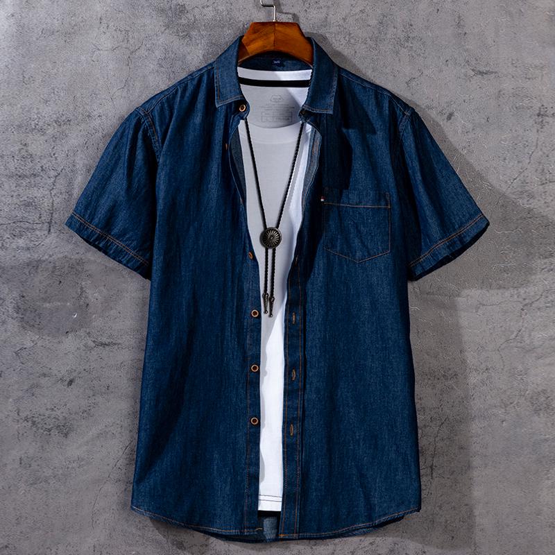 Lässiges Denim-Kurzarmhemd für Herren